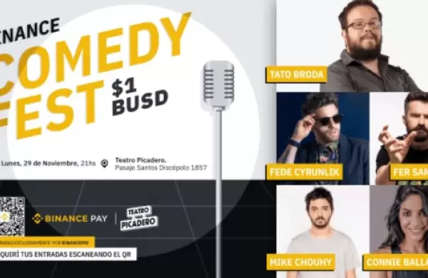 Binance organiza un stand up en el Picadero: las entradas solo se pueden comprar con cripto