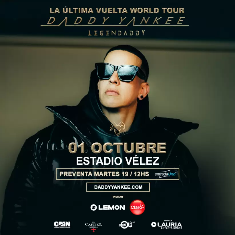 Daddy Yankee realizará un show en la Argentina y los usuarios de Lemon Card tendrá preventa exclusiva