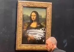 Un manifestante contra el cambio climtico le arroj torta a La Mona Lisa en el Museo del Louvre