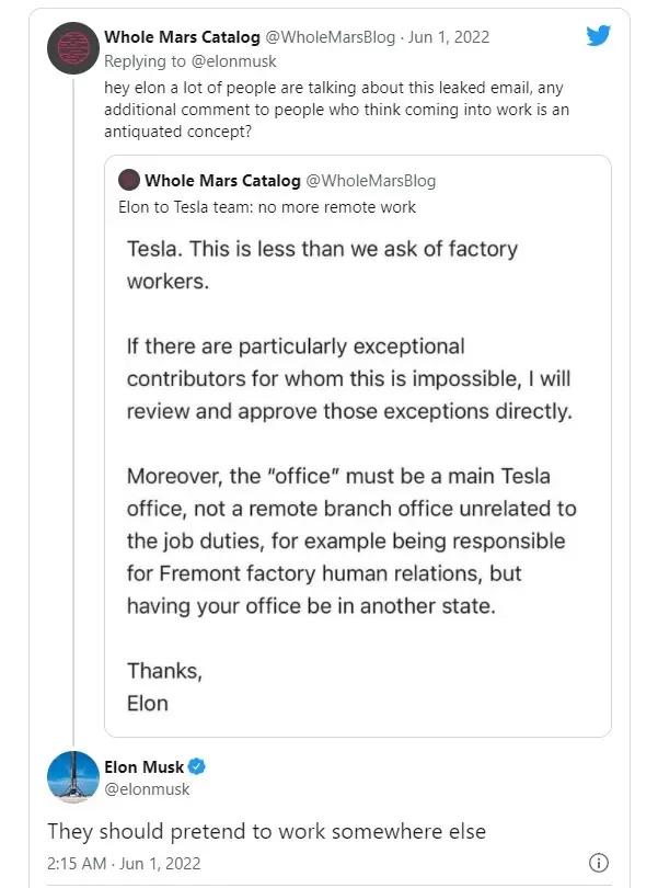 Elon Musk no negó que el mail a los trabajadores de Tesla sea falso