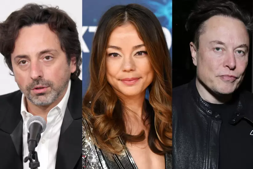 Sergey Brin,  Nicole Shanahan y Elon Musk
