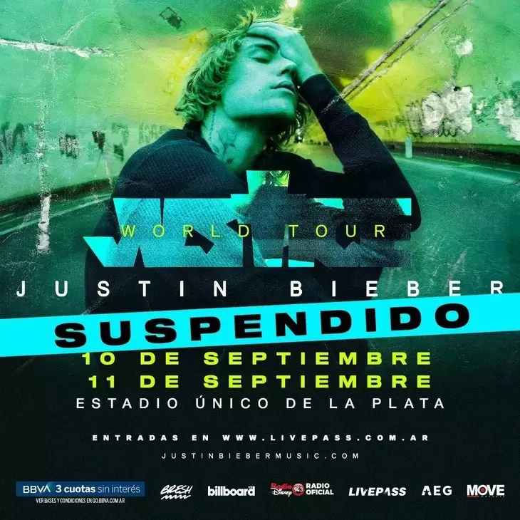 Así anunciaron la suspensión de los shows de Justin Bieber en la Argentina