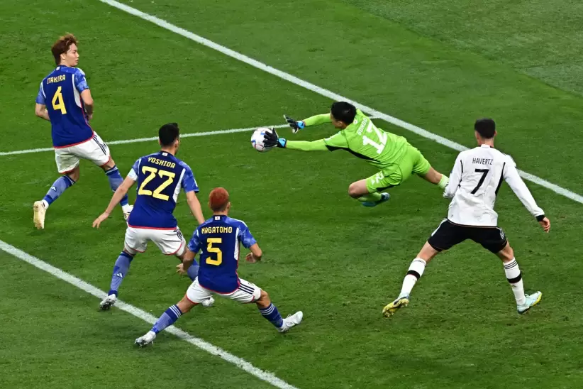 Ritsu Doan festeja el gol de Japón a Alemania, Qatar 2022