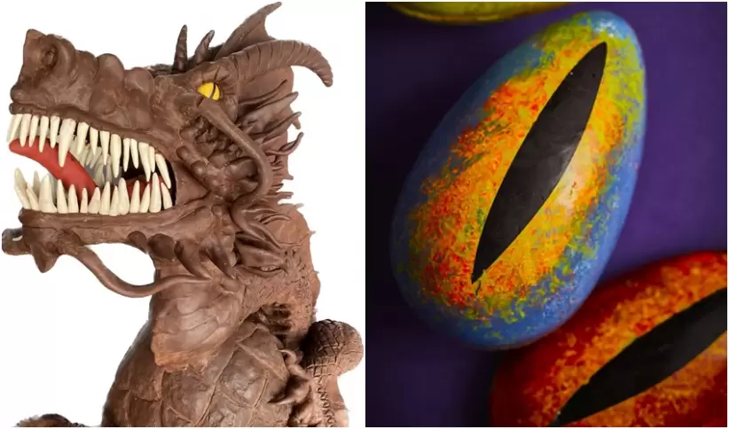 PuroCacao, escultura de chocolate, ojos de dragones