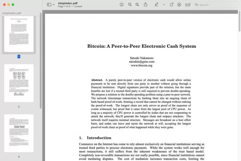El documento base de Bitcoin aparece en todos los dispositivos Mac