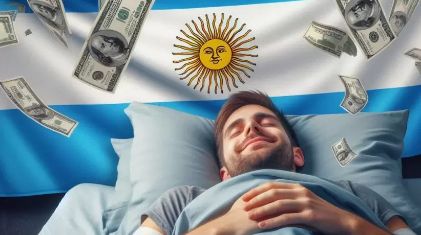 Dólares, pesos, argentina, durmiendo, inversiones, economia, finanzas, felicidad