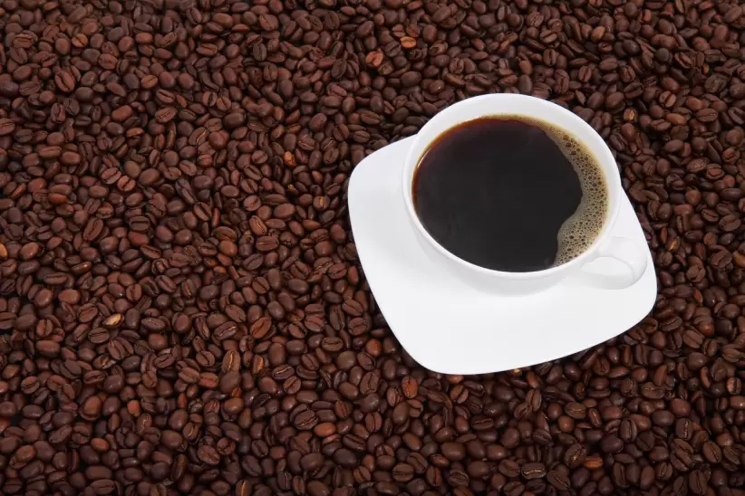 caf, frijoles, taza