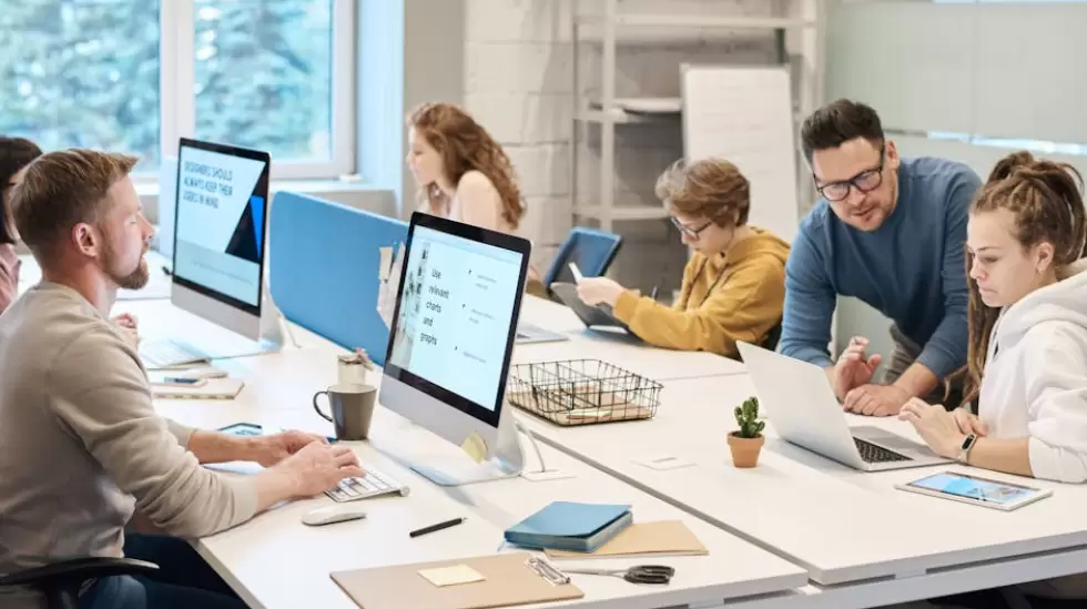 Personas Que Trabajan Frente A La Computadora