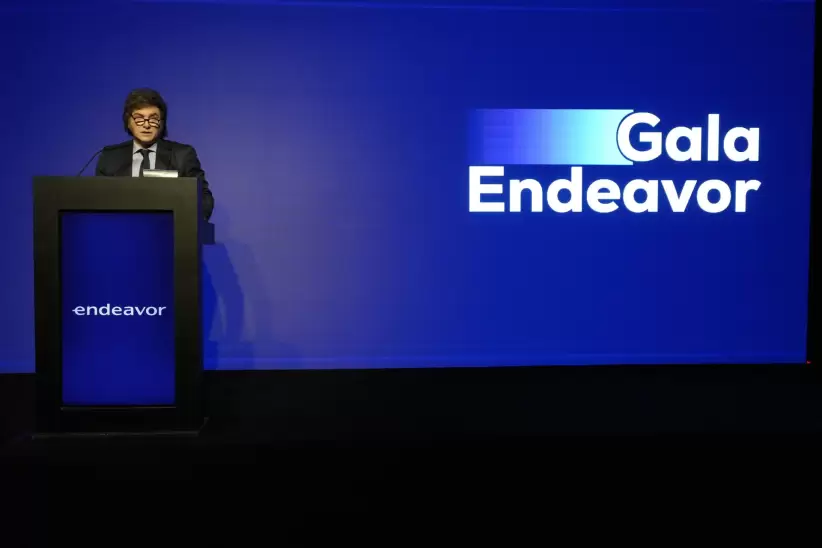 Javier Milei durante la Gala Anual de Endeavor.