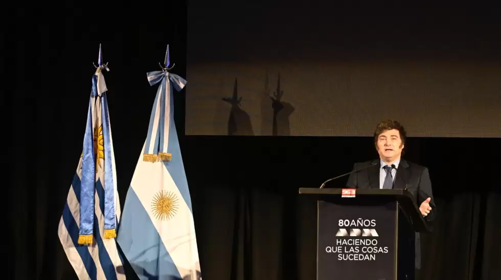 Javier Milei, presidente de Argentina, en charla de ADM. Foto: Leonardo Main.