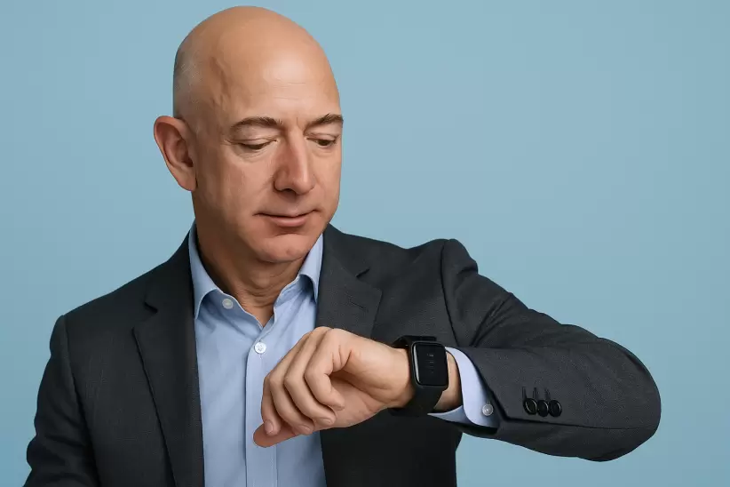 jeff bezos revisando su smartwatch