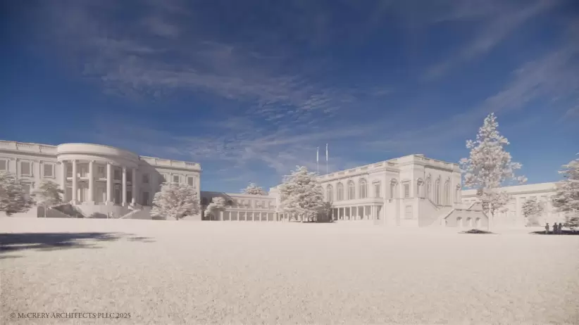 Una representacin muestra una propuesta de ampliacin de 90.000 pies cuadrados a la Casa Blanca.