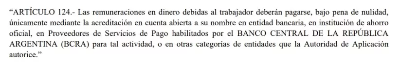 ARTÍCULO 124 de la Ley de Modernización Laboral