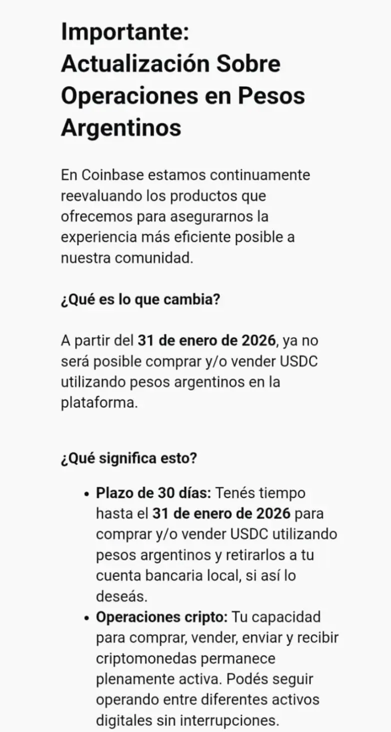 Comunicado de Coinbase a sus usuarios