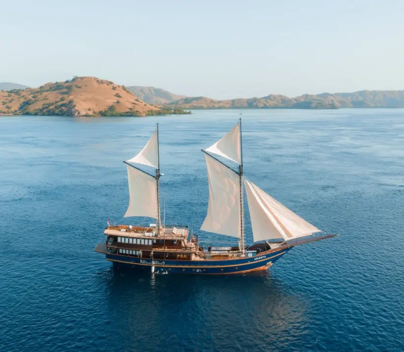 Celestia es un phinisi artesanal de 45 m, botado en 2023, diseñado por la reconocida diseñadora de interiores Deirdre Renniers y construido en Bulukum