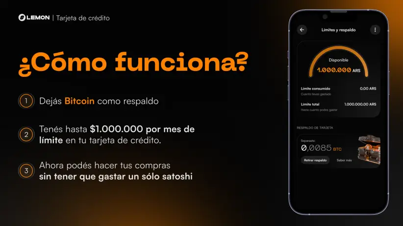 Lemon lanzó una tarjeta de crédito que permite dejar bitcoin como colateral.