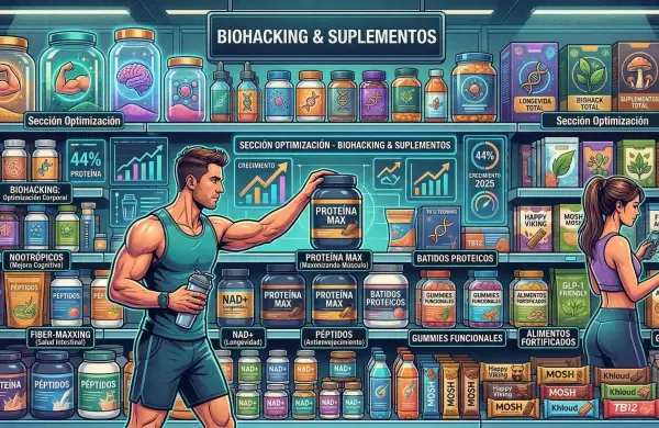 El negocio de los suplementos: cómo el biohacking, la proteína y los péptidos están rediseñando la góndola