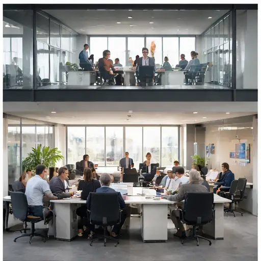 Oficina. Empleados.  Crédito: Imagen generada con IA. ChatGPT