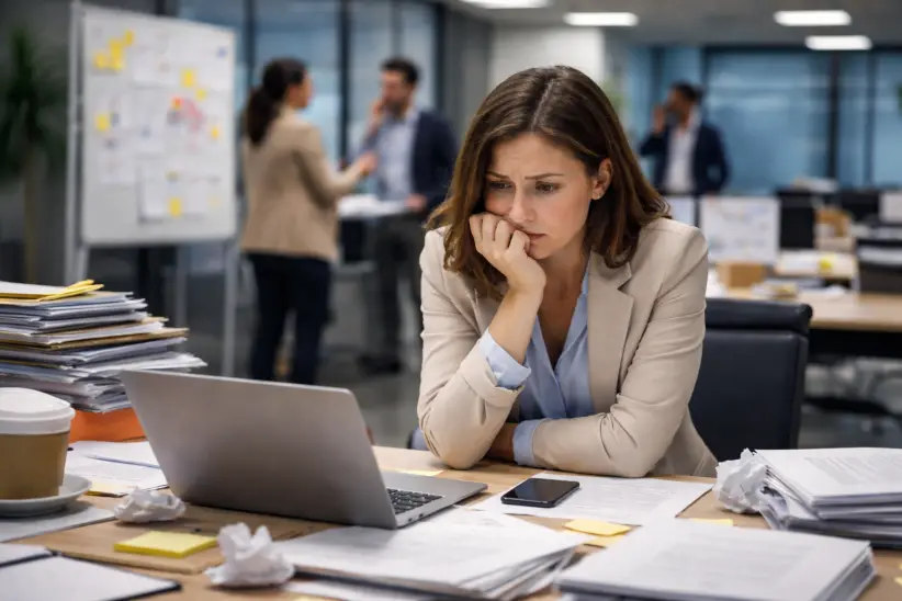 Inseguridad laboral, oficina, empleados (Foto: Ilustración creada con ChatGPT)