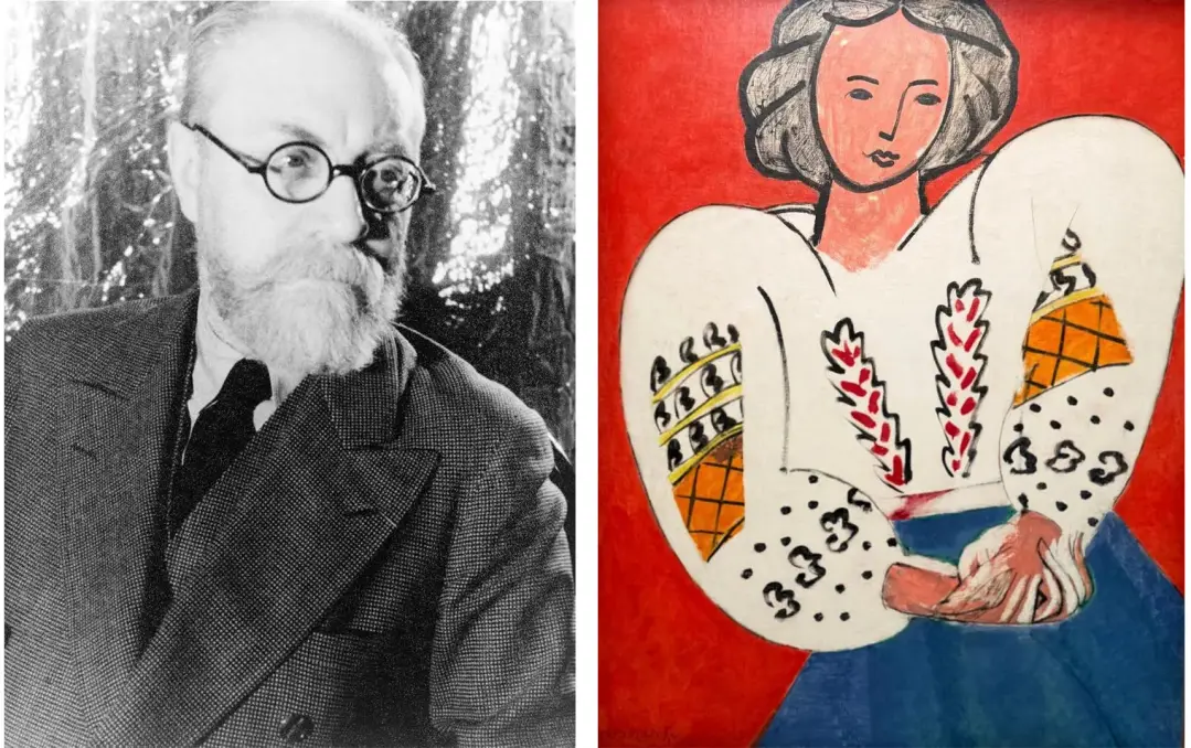 IZQ: Henri Matisse. DER: 'La Blouse Roumaine' (La blusa rumana), 1940. Óleo sobre lienzo. Retrato de Lydia Délectorskaya.