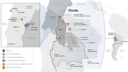 Mapa de los caminos a Vicuña
