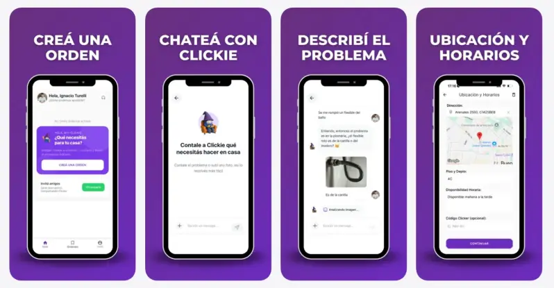 Como se ve la app Clickie.
