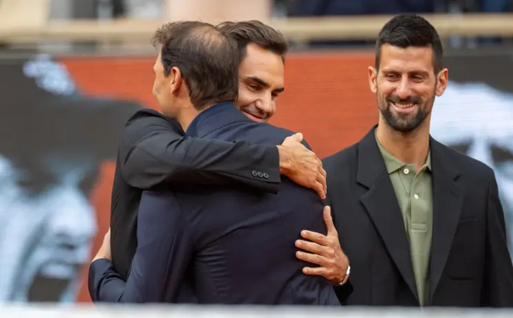 Rafael Nadal junto a Roger Federer y Novak Djokovic 