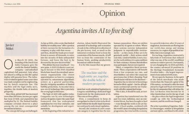 La columna de Milei en el Financial Time