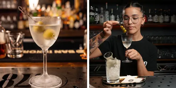 Barbi Gimenez, semifinalista del último World Class, y bartender del 878, junto a su Dry Martinocho