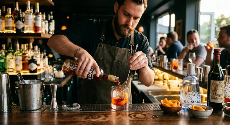 SE PUEDE USAR/Negroni, Campari, tragos, barman, bebidas espirituosas            Foto: Ilustración realizada con inteligencia artificial