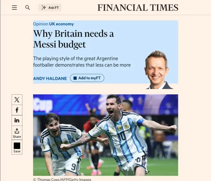 Columna sobre la economía y Messi del economista Andy Halane.