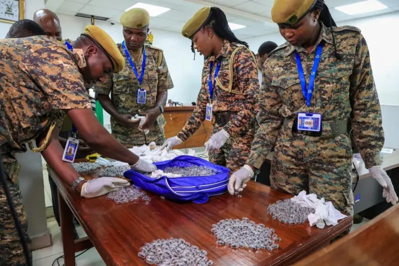 policias de kenya decomisando contrabando de hormigas