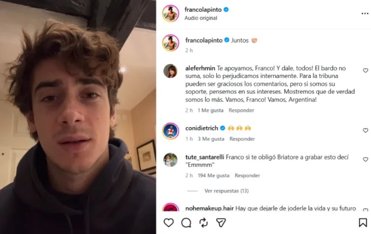 Franco Colapinto usó sus redes para reflexionar con sus fans. - Instagram